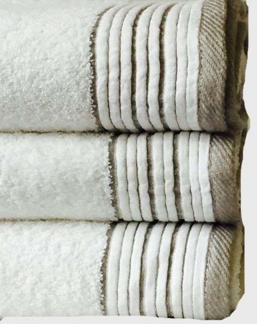 Colibri White Bath Towel with Border