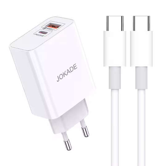JOKADE Smart charger 25W adaptor (QC3.0) and included  Type-C to Type-C Cable