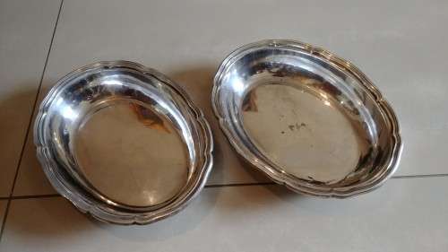 Set of Two Antique Silver Hallmarked Oval Bowls - STUNNING SET!
