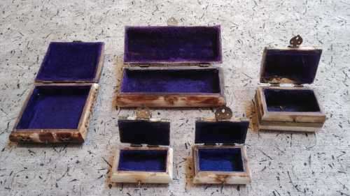 Set of 5 Authentic BONE JEWELLERY BOXES **Stunning & Unique**