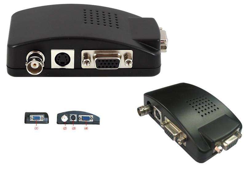 BNC to VGA / Svideo to VGA Converter (Connect CCTV to VGA Screen)