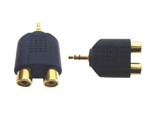 3.5mm Stereo Jack Plug to 2 x RCA Female Adapter - Gold Plated