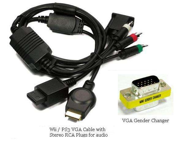 Mayflash PS3 VGA Cable / Wii VGA Cable (2-in-1) with Stereo RCA Audio