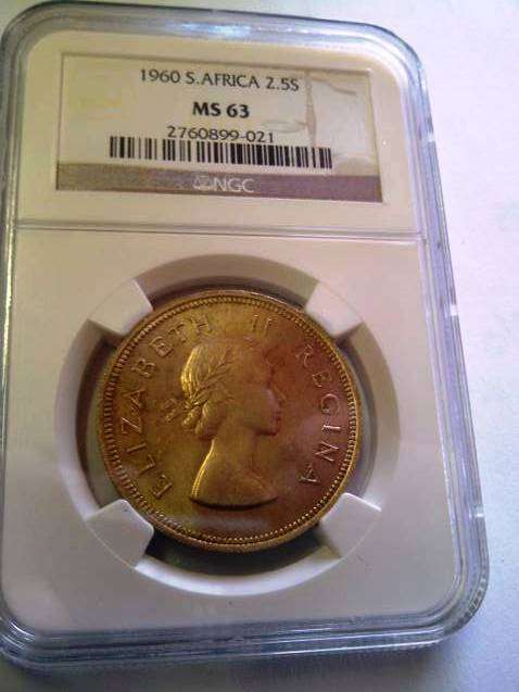 !!!!!WOW  RARE TO FIND!!!1960 2,5 SHILLING MS63!!!!