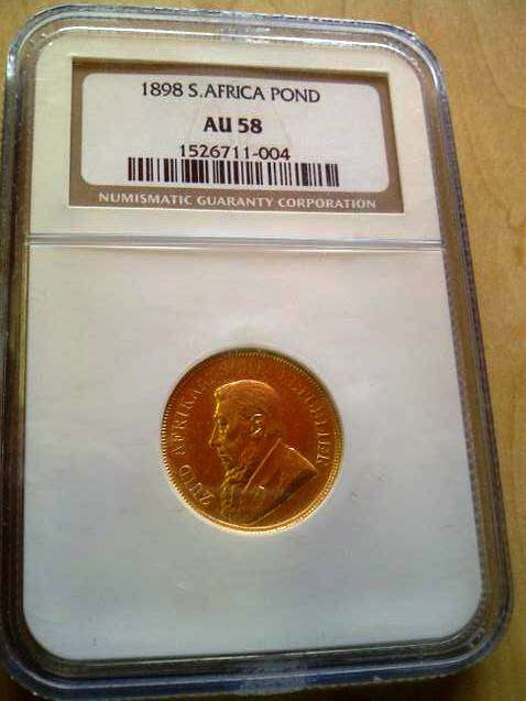 1898 ZAR 1 POND - NGC GRADED AU58 - VALUE R15,000 - TRUE IMAGE -