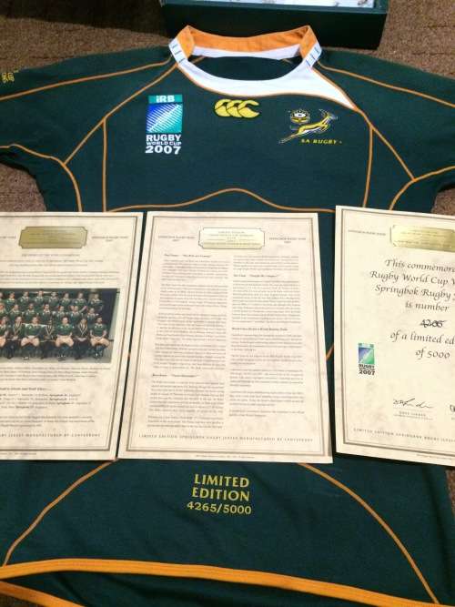 Limited Edition Springbok RWC 2007 Rugby Jersey no 4265/5000