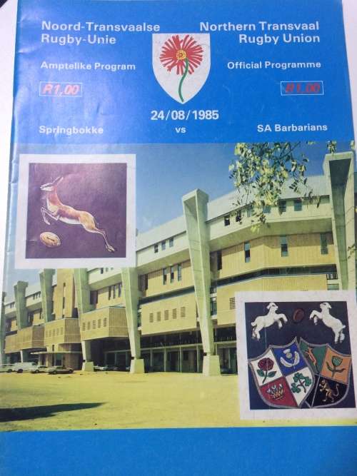 Springboks vs SA Barbarians 24/08/1985 Programme!!