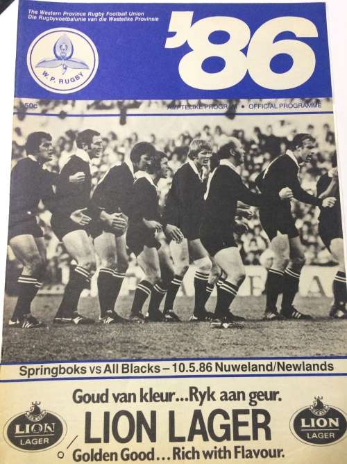 Springboks vs All Blacks 10/05/1986 Programme!!