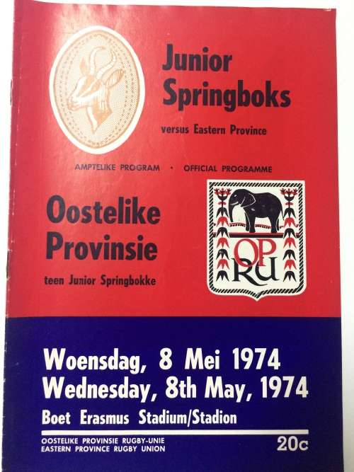 Junior Springboks vs Eastern Provinve 08/05/1974 Programme!!