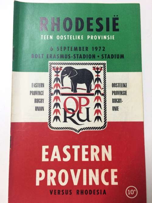 Eastern Provinve vs Rhodesia 06/09/1972 Programme !! RARE