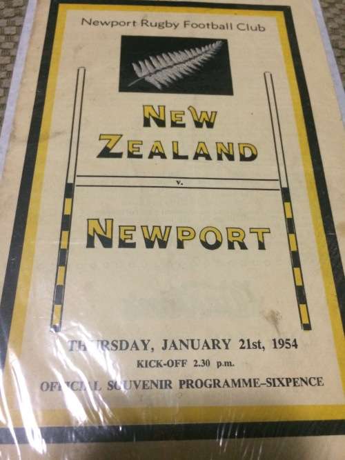 New Zealand vs Newport  21 January 1954 Programme