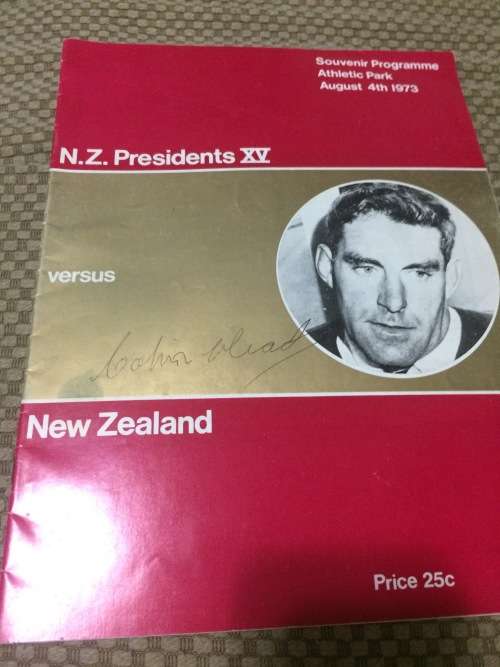 New Zealand Presidents XV vs New Zealand signed by Colin Meads
