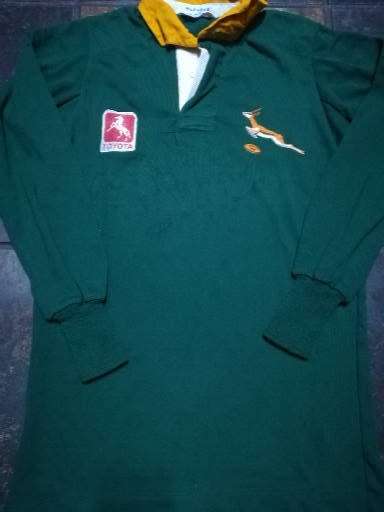 Springbok Rugby Jersey 1986 from NZ Cavaliers tour Schalk Naude signed VERY RARE!!