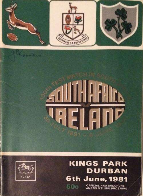 South Africa vs Ireland 6 June 1981 programme!!