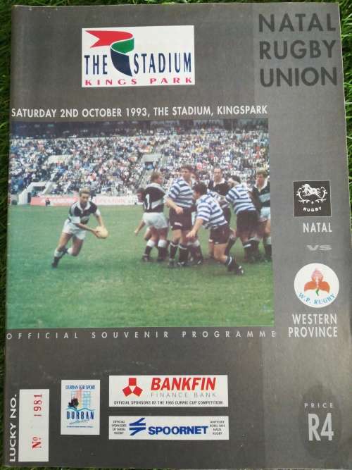 Natal vs WP 2 Oct 1993 programme