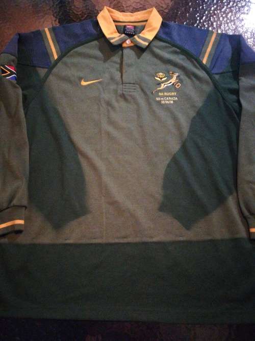 Springbok Rugby Jersey Braam van Straaten no10 SA vs Canada 10/06/2000 faded from framing