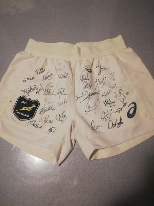 Springbok Match Shorts British Irish Lions series 2021 signed by Springbok Team!