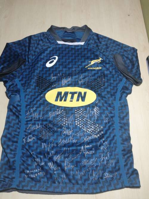 Springbok Players Practice Jersey Signed by 2021 Lions Series Squad