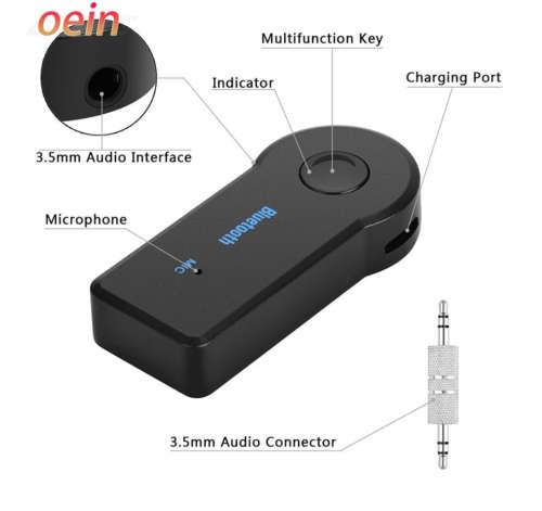 2 in 1 Wireless Bluetooth 5.0 Receiver Transmitter Adapter 3.5mm Jack For Car Music Audio Aux A2dp