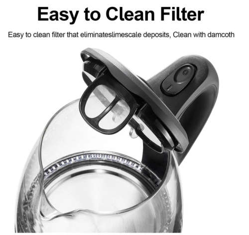 Electric Kettle Stainless Steel Glass  Pot Electric Water Heater with Blue Led - White NEW