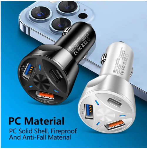 55W Fast Charging USB Car cell Phone Charger For iPhone 12 13 Pro Xiaomi 12 Huawei Samsung type c