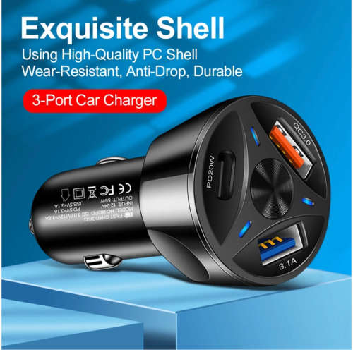55W Fast Charging USB Car cell Phone Charger For iPhone 12 13 Pro Xiaomi 12 Huawei Samsung type c