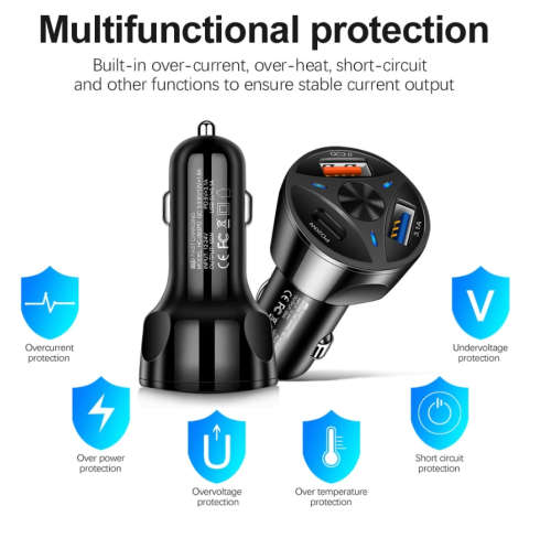 55W Fast Charging USB Car cell Phone Charger For iPhone 12 13 Pro Xiaomi 12 Huawei Samsung type c