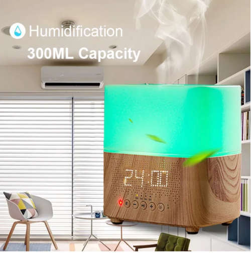 Smart Bluetooth Aroma Essential oil Diffuser Ultrasonic mist maker with Speaker Time Display Alarm