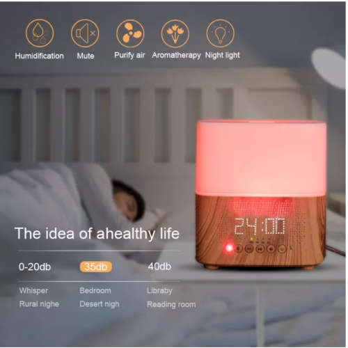 Smart Bluetooth Aroma Essential oil Diffuser Ultrasonic mist maker with Speaker Time Display Alarm