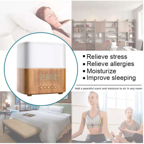 Smart Bluetooth Aroma Essential oil Diffuser Ultrasonic mist maker with Speaker Time Display Alarm