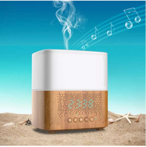 Smart Bluetooth Aroma Essential oil Diffuser Ultrasonic mist maker with Speaker Time Display Alarm