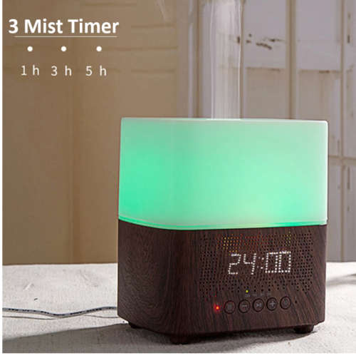 Smart Bluetooth Aroma Essential oil Diffuser Ultrasonic mist maker with Speaker Time Display Alarm