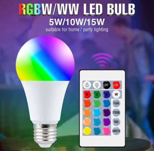RGBW LED Bombillas Spotlight E27 Dimmable Smart Lamp Led RGB Bulb Colorful Changeable Decor Light