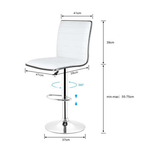 Bar Chair PU Leather Swivel Bar Stool Height Adjustable Kitchen Counter Pub Striped Chair Bar Stools