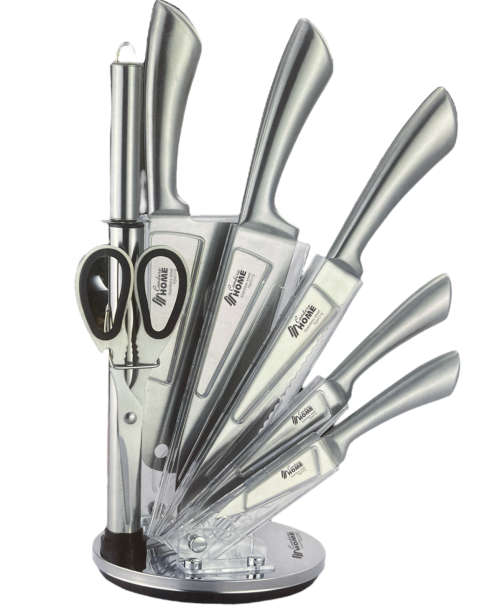 CONDERE HOME 8 PCS HIGH QUALITY STAINLESS STEEL KITCHEN KNIFE SET WITH ROTATING STAND