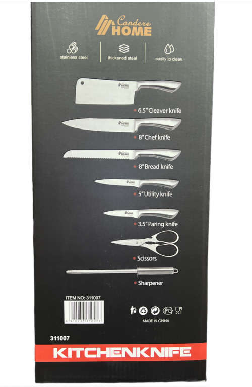 CONDERE HOME 8 PCS HIGH QUALITY STAINLESS STEEL KITCHEN KNIFE SET WITH ROTATING STAND