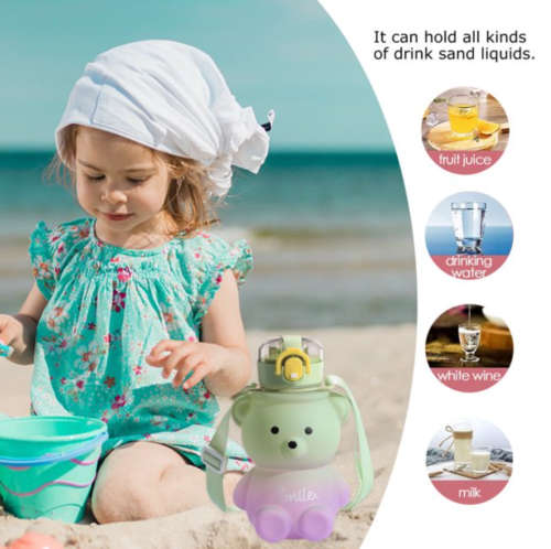 Bear Shaped Water Bottle with Built-In Straw and Carry Strap - 1.3L