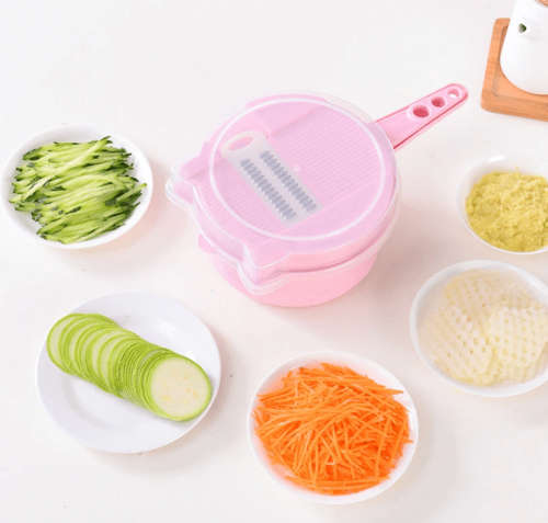 Multifunctional Kitchen Tool Cutter 9 Piece Set - Pink
