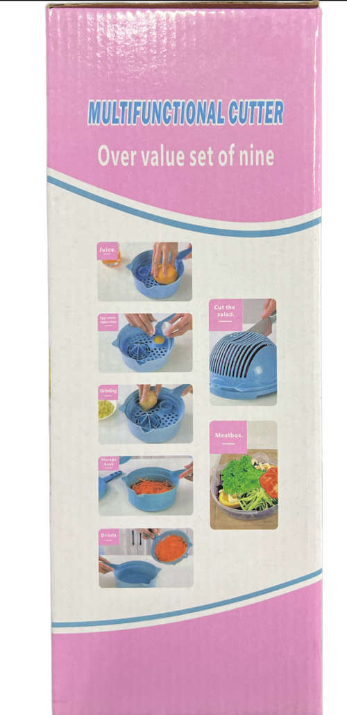 Multifunctional Kitchen Tool Cutter 9 Piece Set - Pink