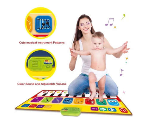 Baby Piano Music Mat with 10 Piano Keys and 8 Musical Instruments 80cm