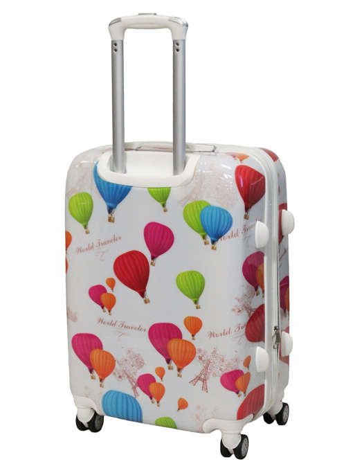 3 Piece Hard Outer Shell 360 Degree Rotating 4 Wheel Spinner Luggage Set - Hot Air Balloon Print