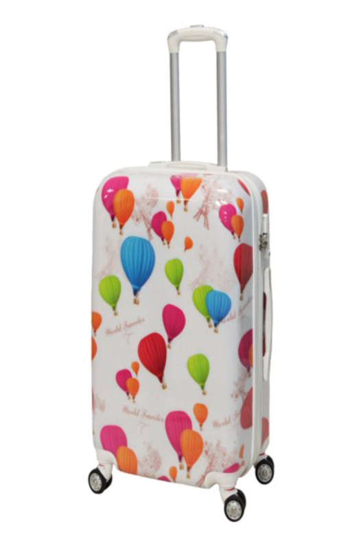3 Piece Hard Outer Shell 360 Degree Rotating 4 Wheel Spinner Luggage Set - Hot Air Balloon Print