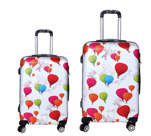 3 Piece Hard Outer Shell 360 Degree Rotating 4 Wheel Spinner Luggage Set - Hot Air Balloon Print