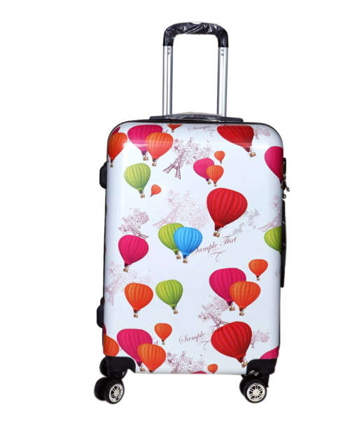 3 Piece Hard Outer Shell 360 Degree Rotating 4 Wheel Spinner Luggage Set - Hot Air Balloon Print