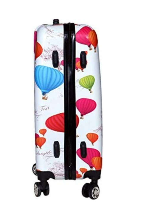 3 Piece Hard Outer Shell 360 Degree Rotating 4 Wheel Spinner Luggage Set - Hot Air Balloon Print