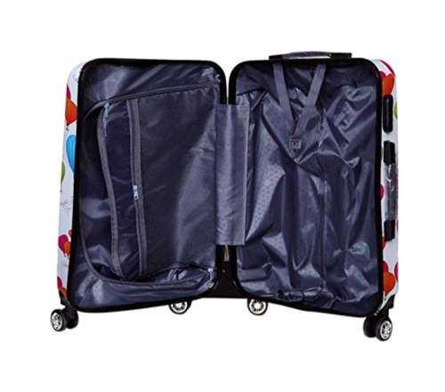 3 Piece Hard Outer Shell 360 Degree Rotating 4 Wheel Spinner Luggage Set - Hot Air Balloon Print
