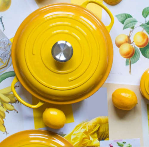 7 Piece Cast Iron Dutch Oven Cookware Set Ultra High Quality- Yellow