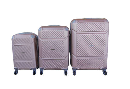 3 Piece Hard Outer Shell 360 Degree Rotating 4 Wheel Spinner Luggage Set - Rose Gold (Pink)Brand New