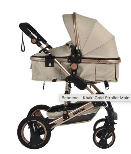 Belecoo 2 in 1 Baby Stroller High Quality - Khaki Gold