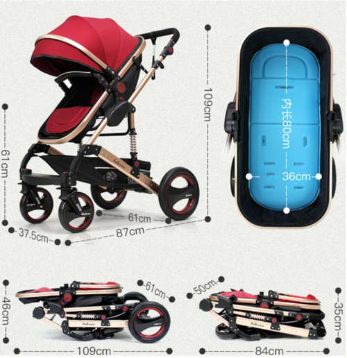 Belecoo Baby Stroller 2 in 1 Foldable Pram - Red